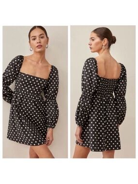 NWT Reformation Michaela Organic Cotton Polka Dot Dress Bettie size 10